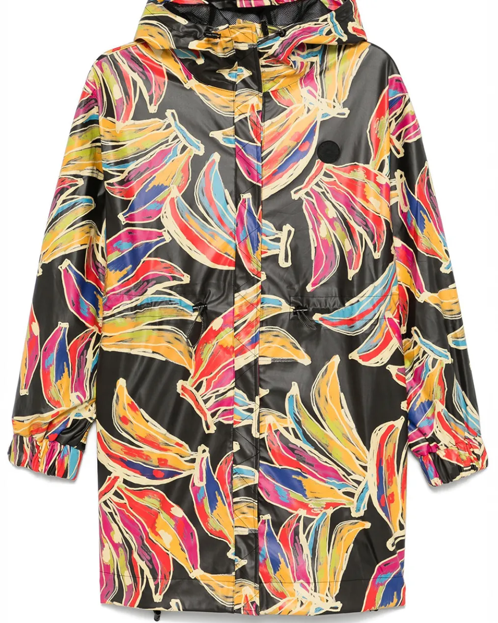 Black Artsy Bananas Short Raincoat