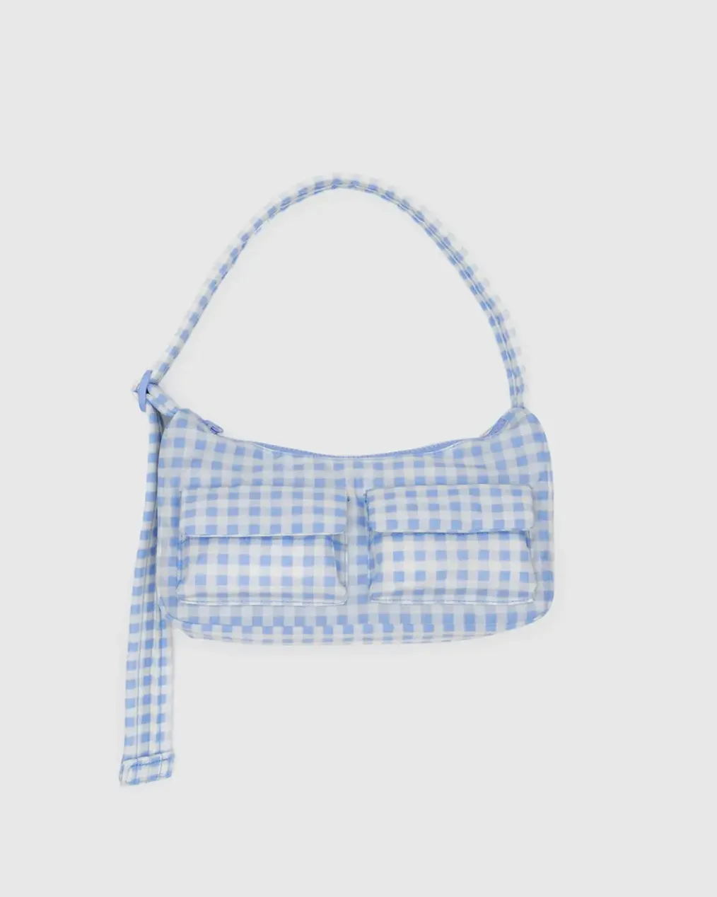 Cargo Shoulder Bag - Light Blue Gingham