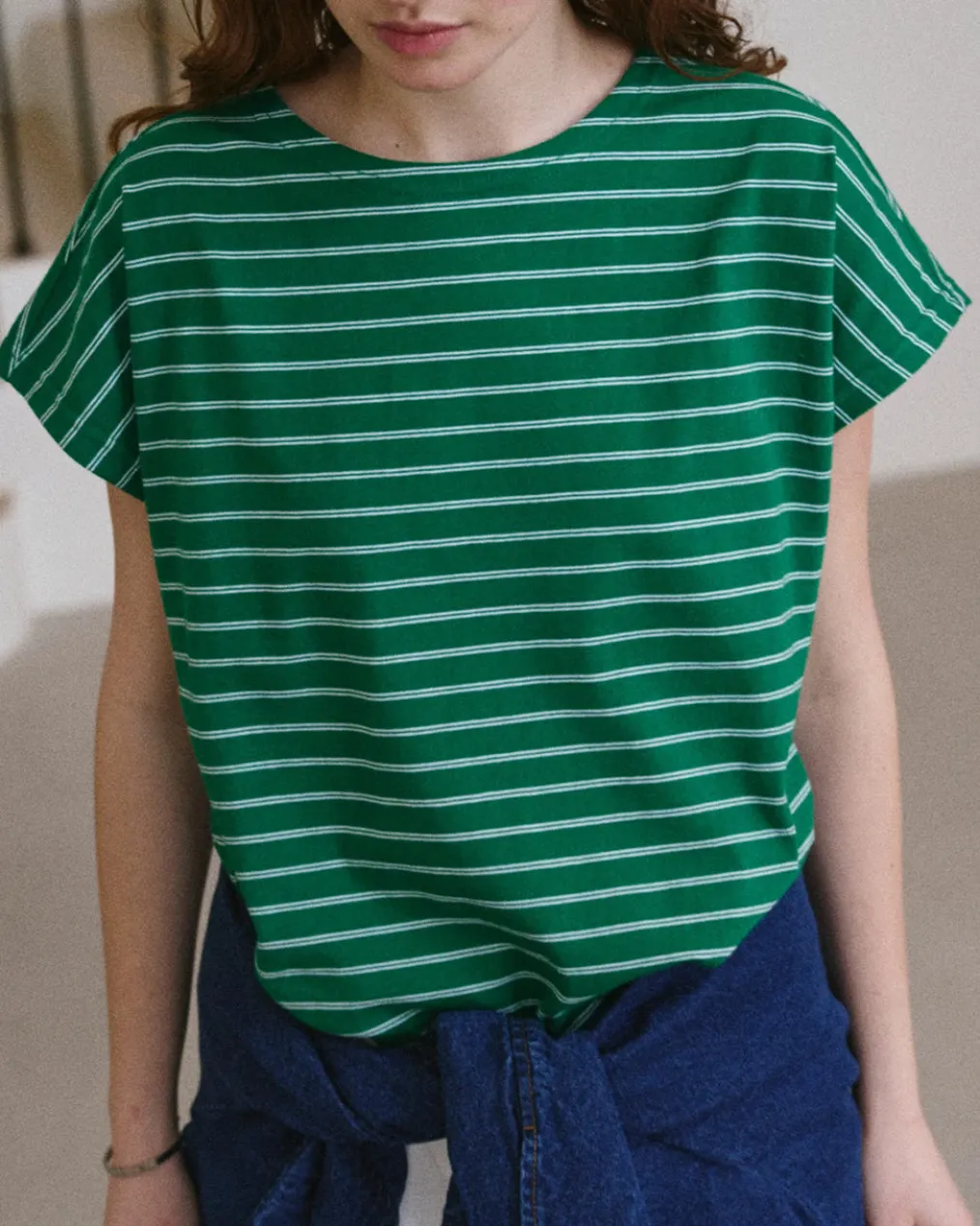 Chérie Tee - Green + White