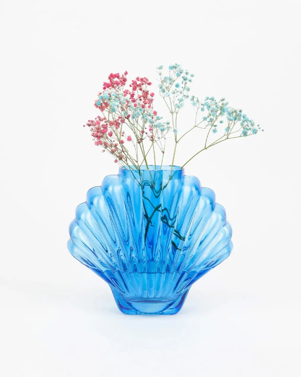 Cobalt Blue Glass Seashell Vase