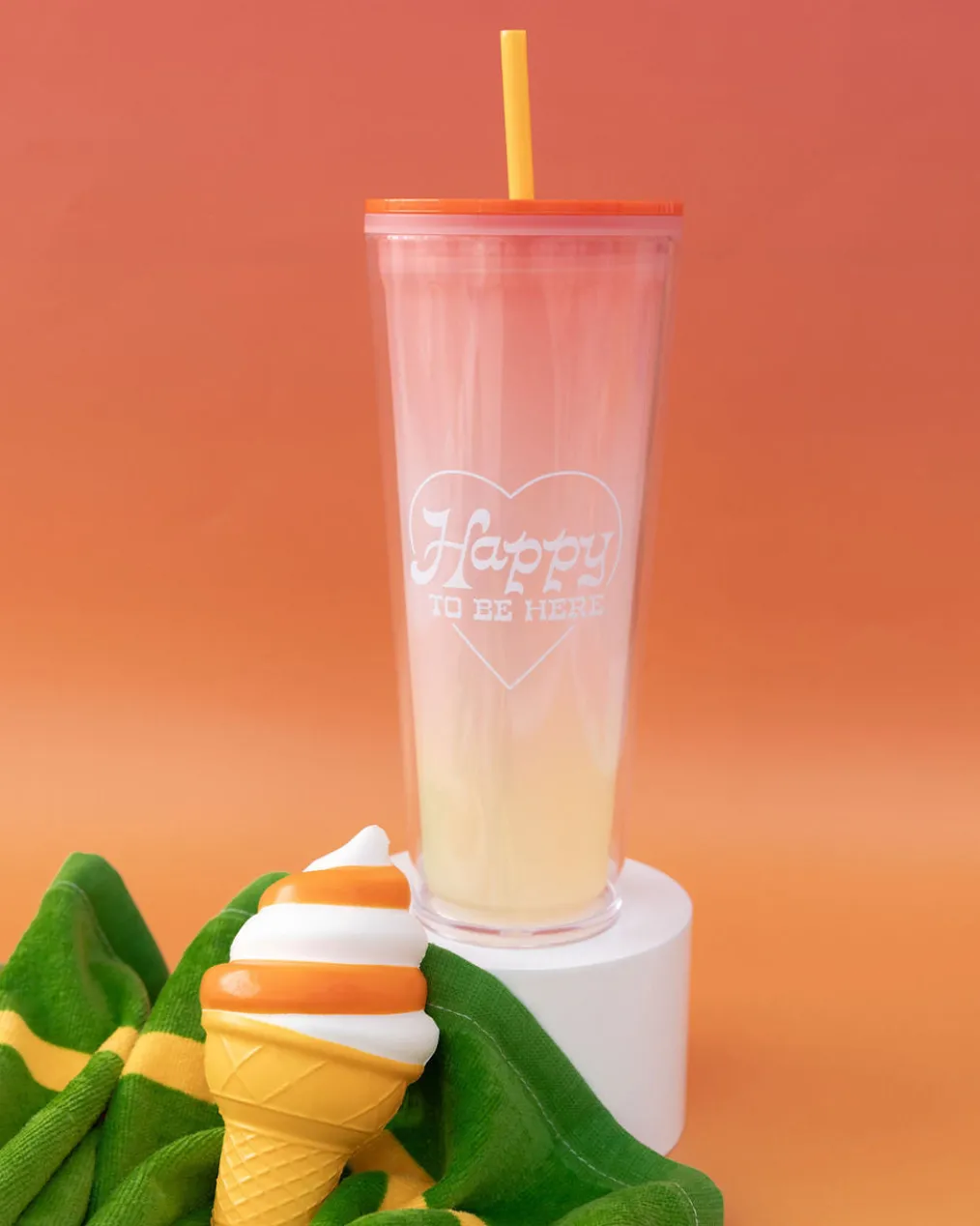 Color Changing Sip Sip Tumbler with Straw - Happy to be Here