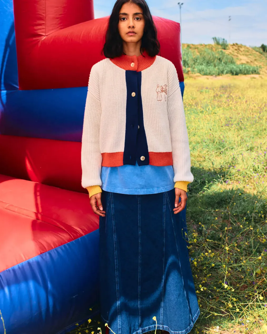 Colorblock Textured Cardigan