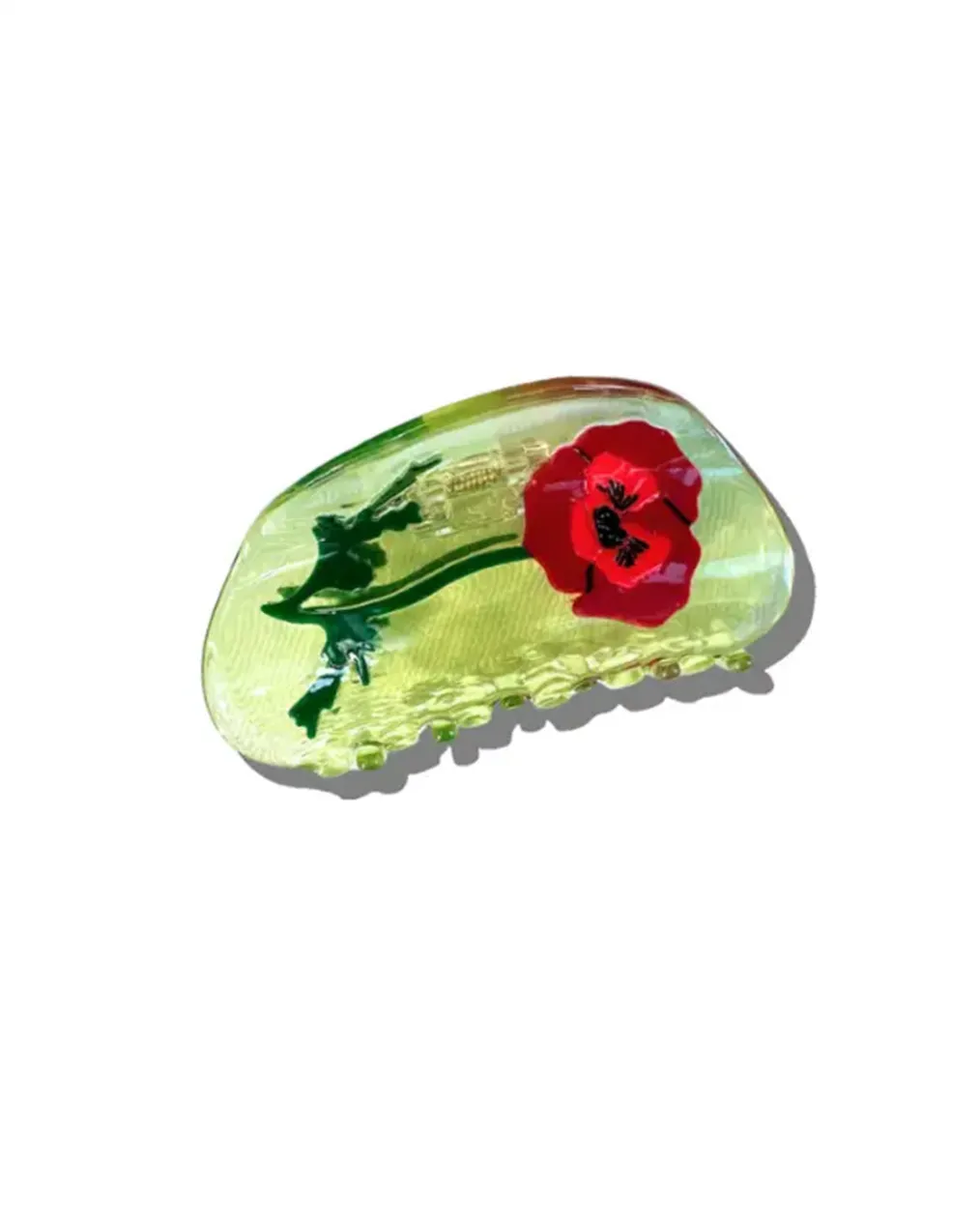 Hand-Painted Vintage Red Poppy Claw Hair Clip
