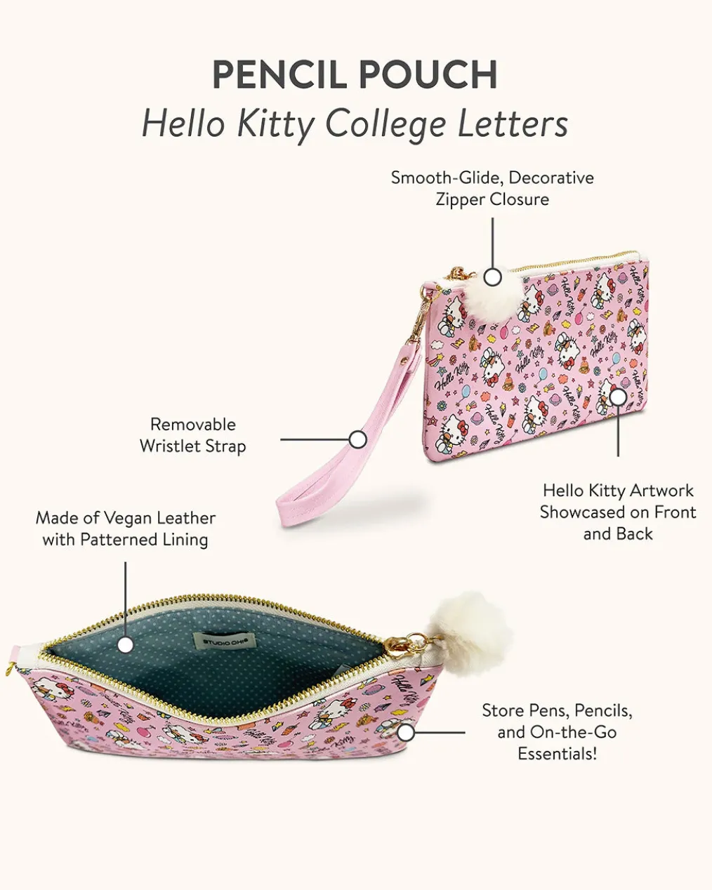 Hello Kitty Pencil Pouch - College Letters