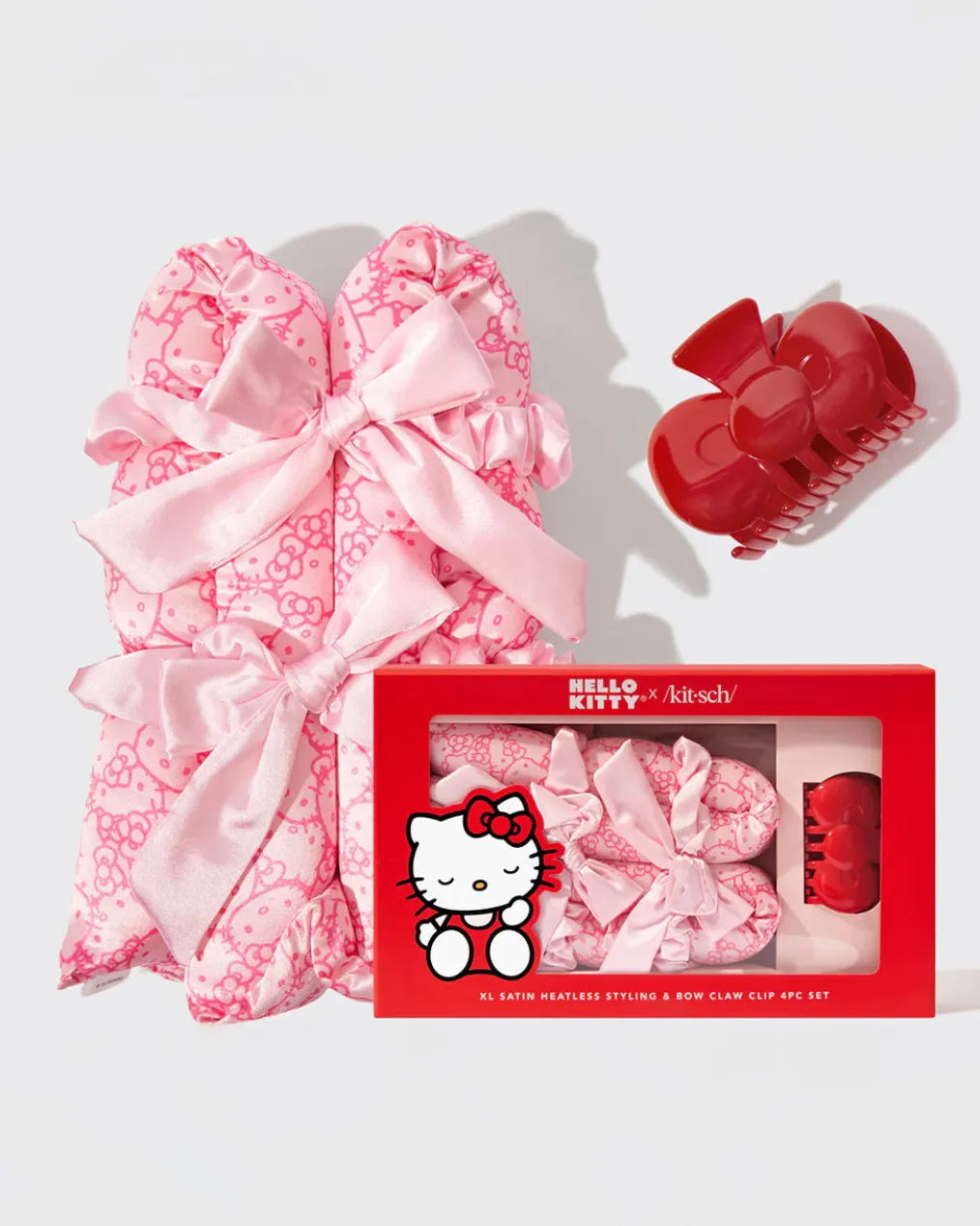 Hello Kitty x Kitsch XL Satin Heatless Styling + Bow Claw Clip
