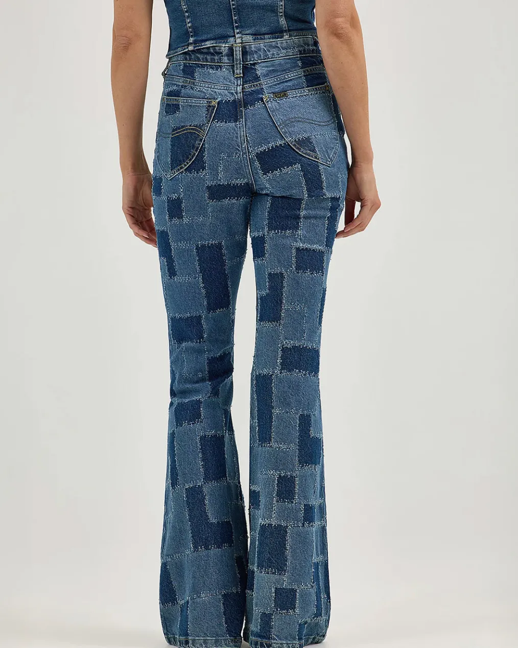 High Rise Patchwork Flare Jeans - Traveling Pant
