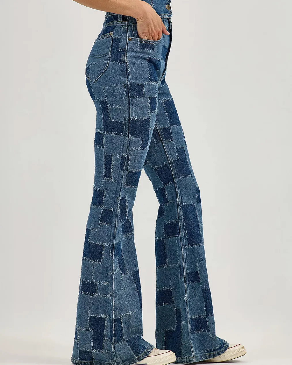 High Rise Patchwork Flare Jeans - Traveling Pant