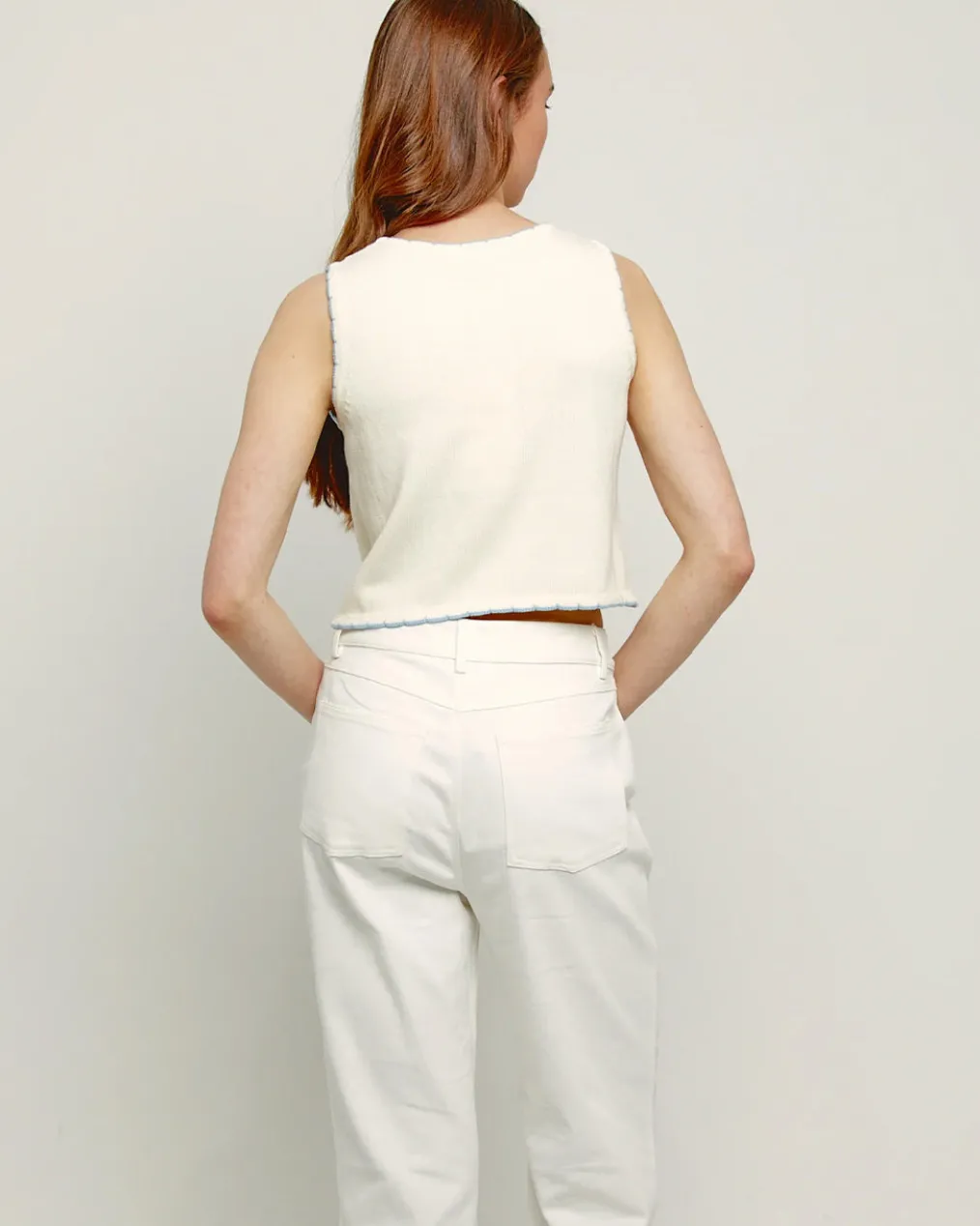 Lemon Embroidered Knit Vest