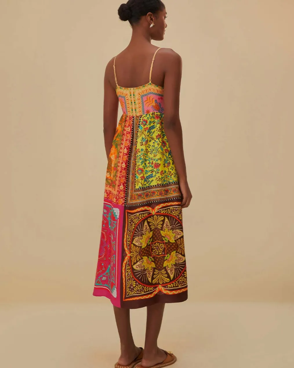 Multicolor Mixed Scarves Midi Dress