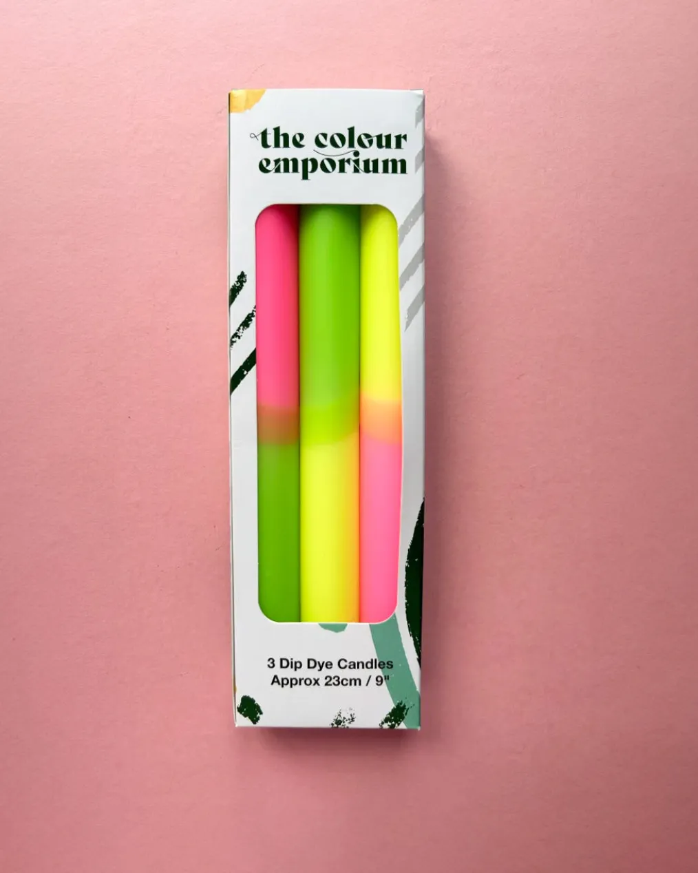 Neon Sugar Dip Dye Dinner Candles - Set Of 3