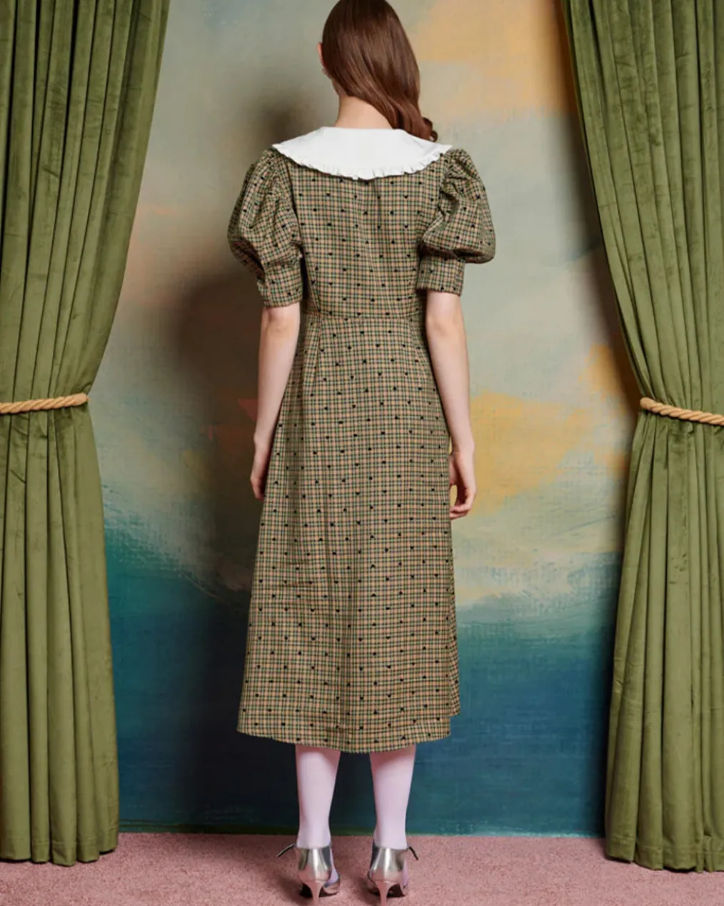 Pine Check Midi Dress