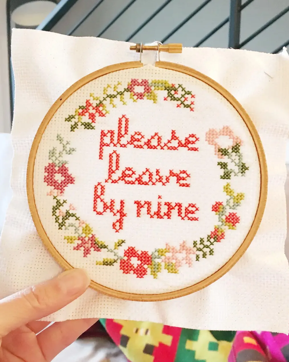 Please Leave By Nine Cross Stitch Kit