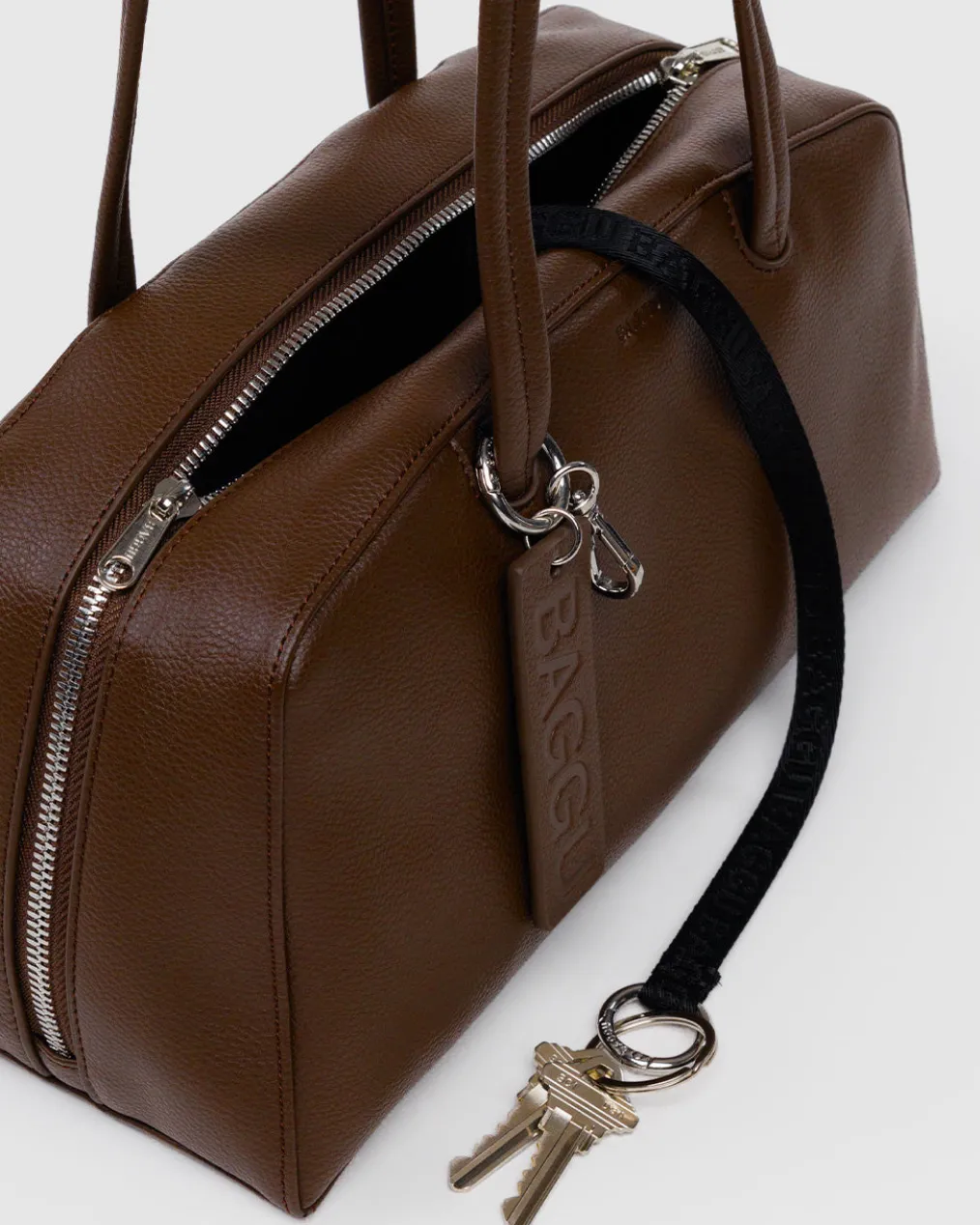 Recycled Leather Bowler Bag - Brown