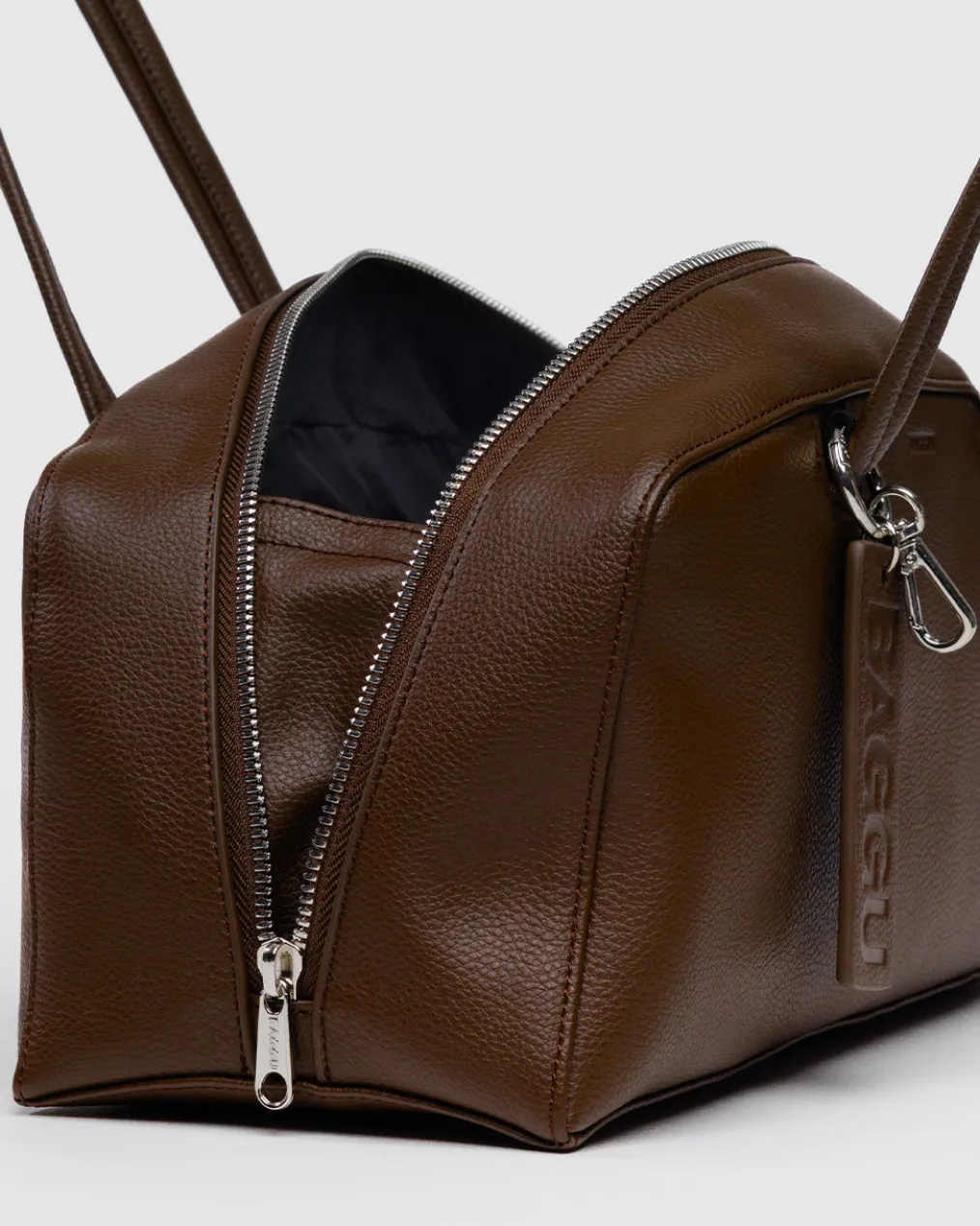 Recycled Leather Bowler Bag - Brown