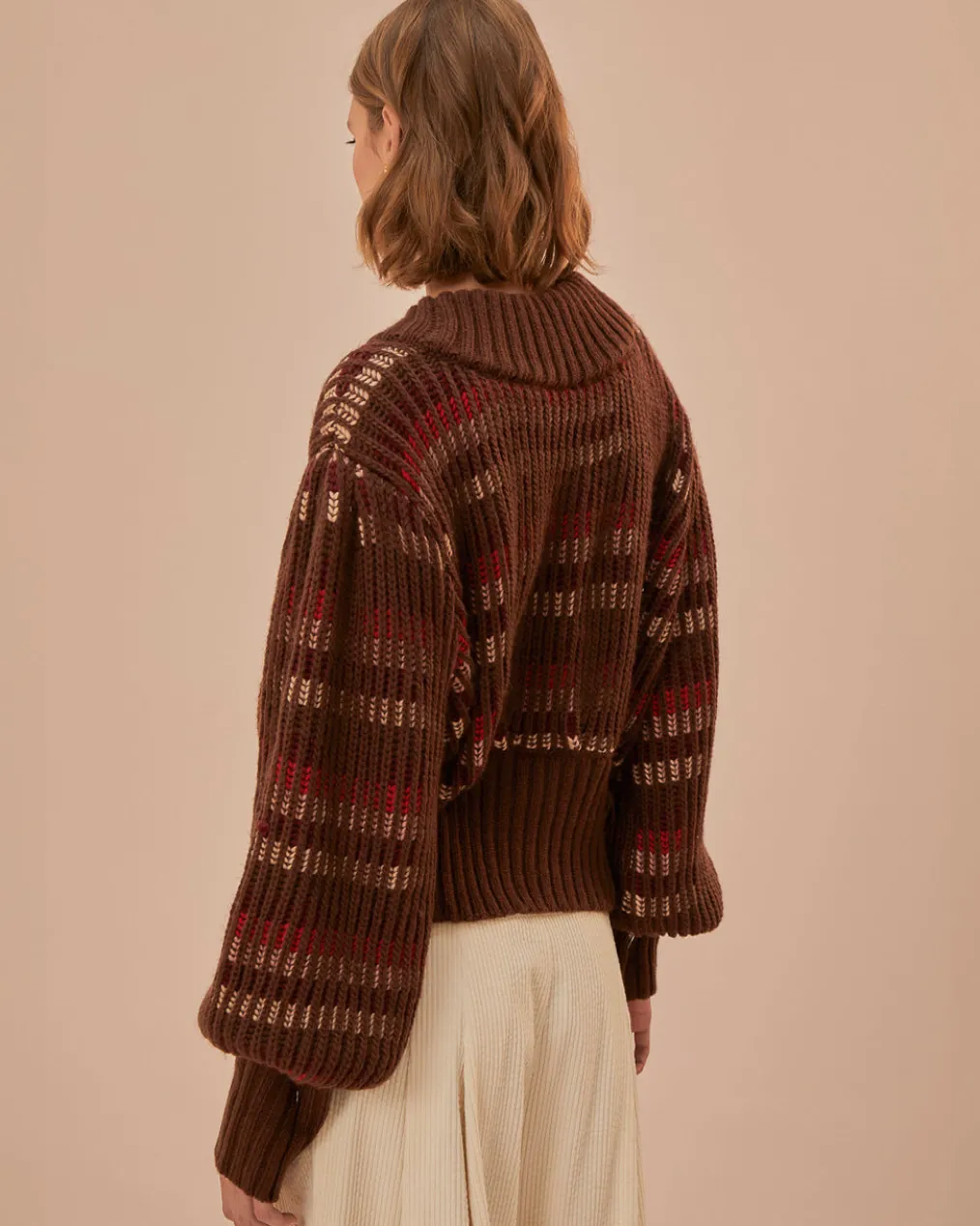 Red Colorful Stripe Knit Cardigan