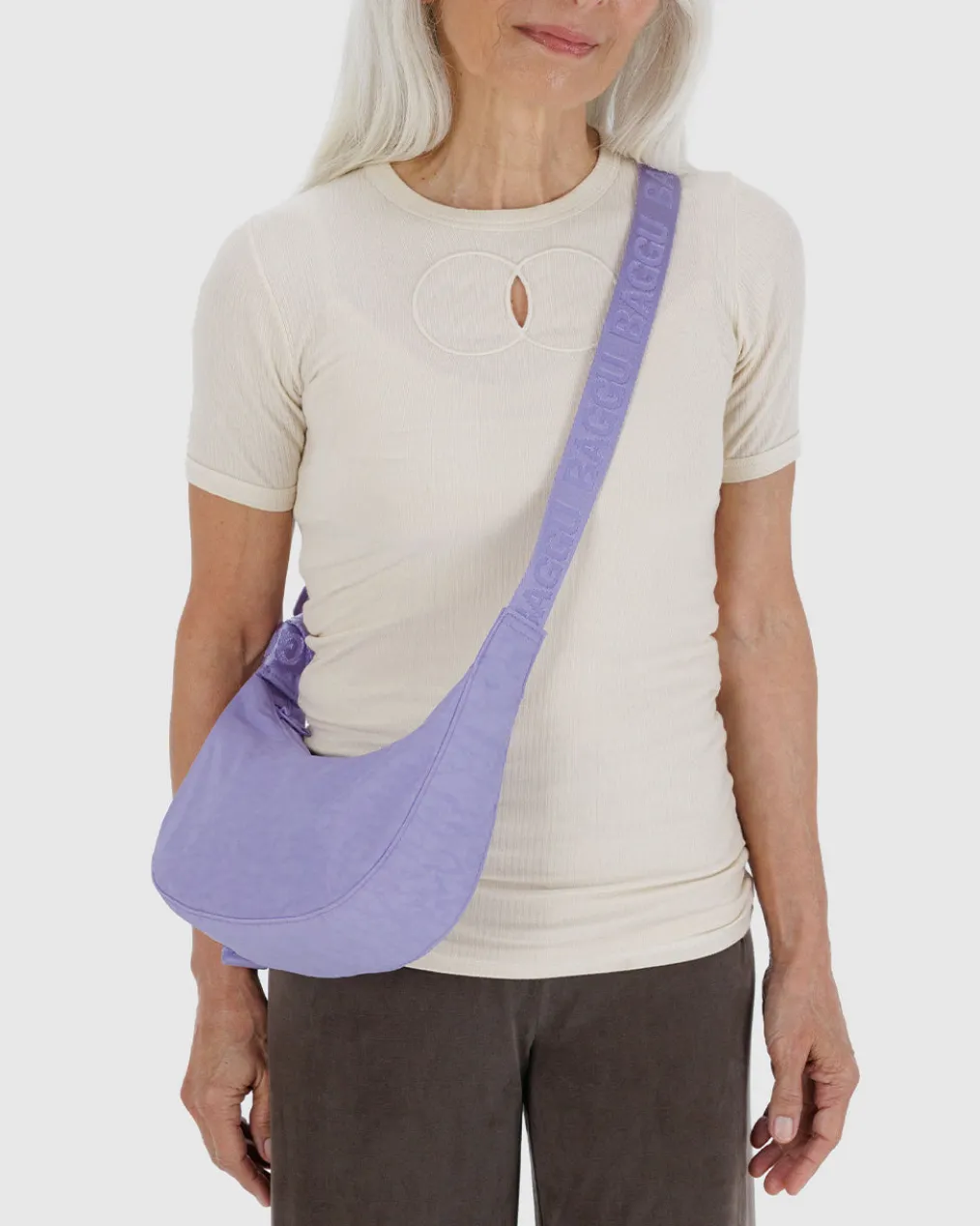 Small Nylon Crescent Bag w/ Key Leash - Wisteria