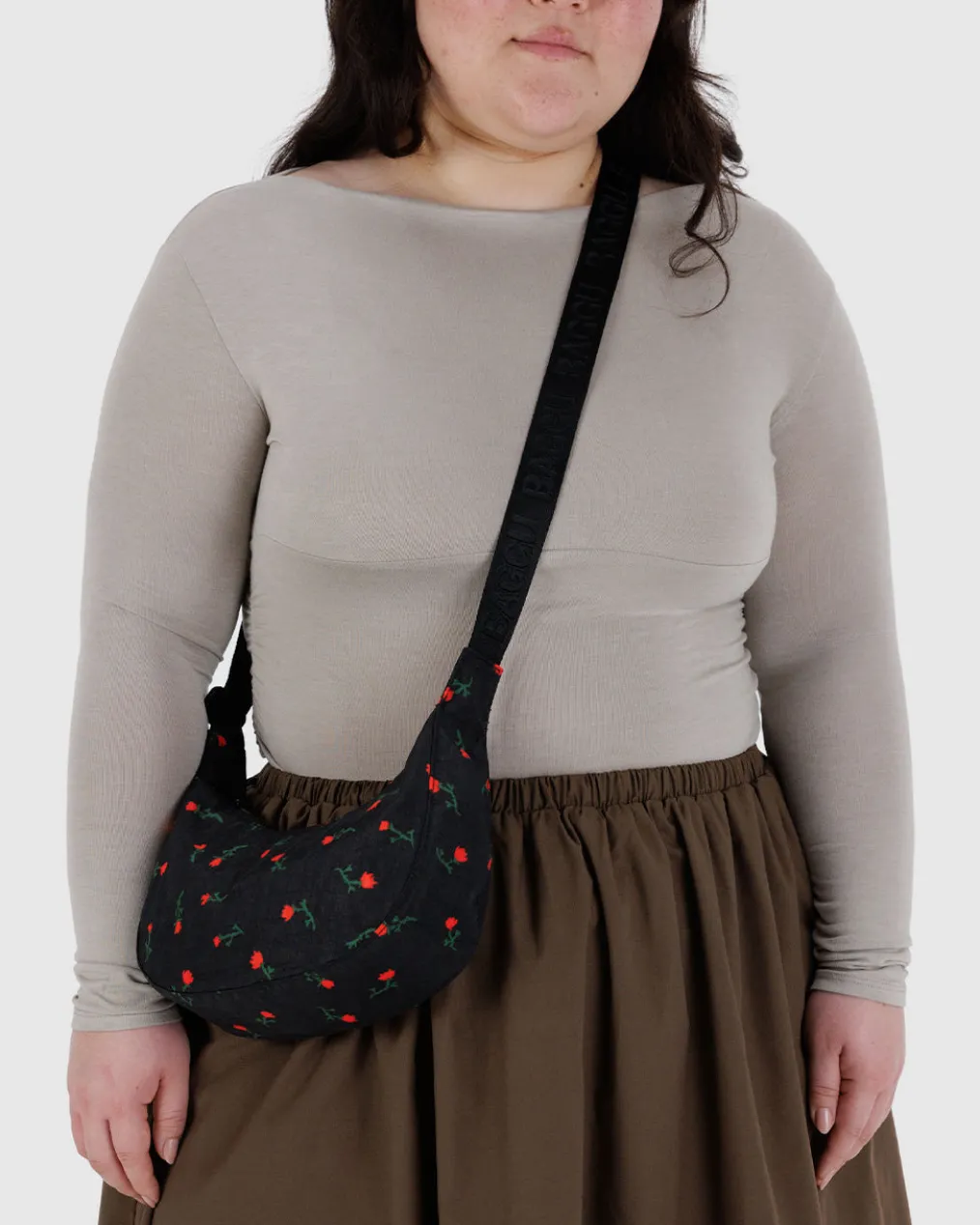 Small Nylon Crescent Bag w/ Key Leash - Painted Wildflower