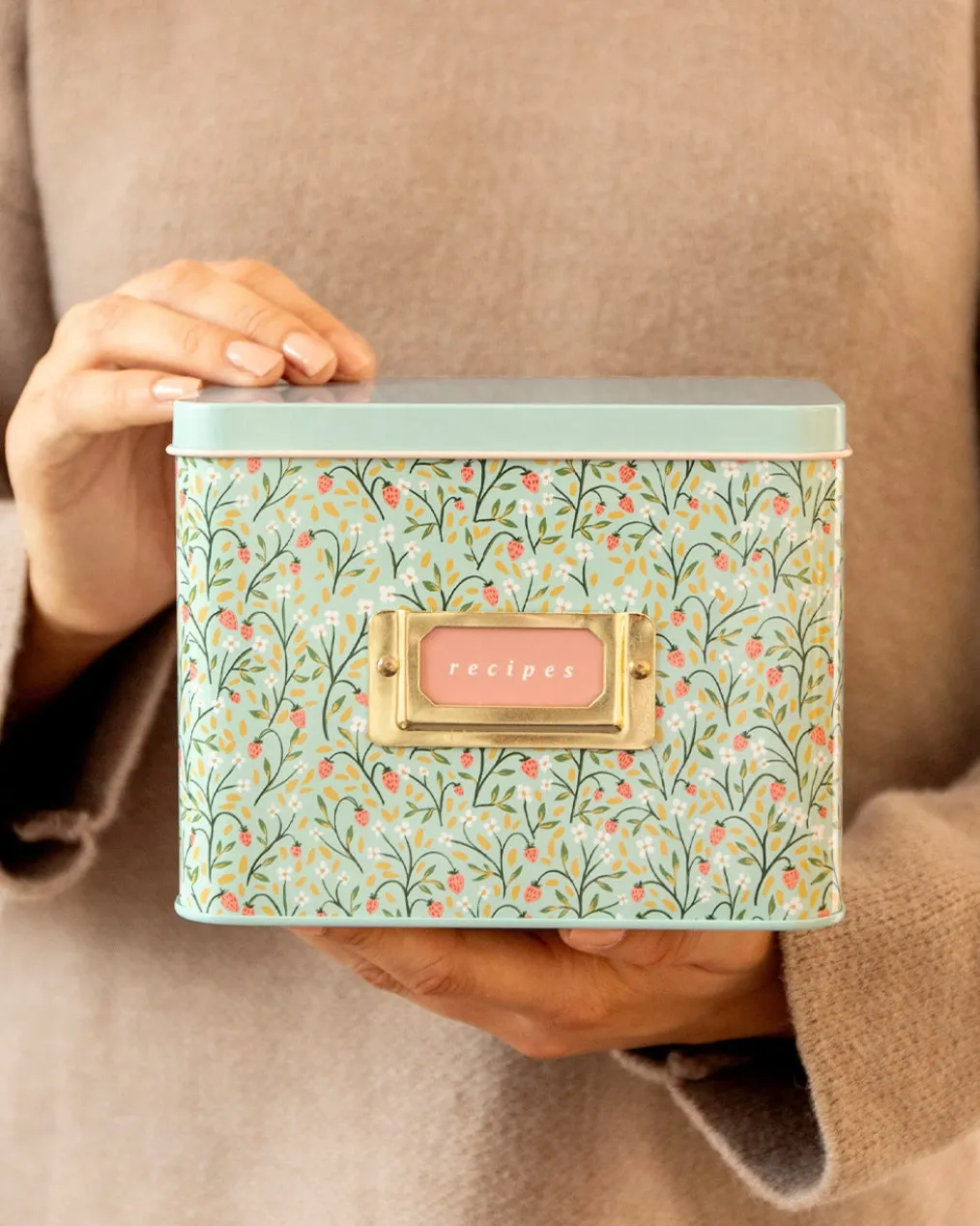 Strawberry Meadow Tin Recipe Box