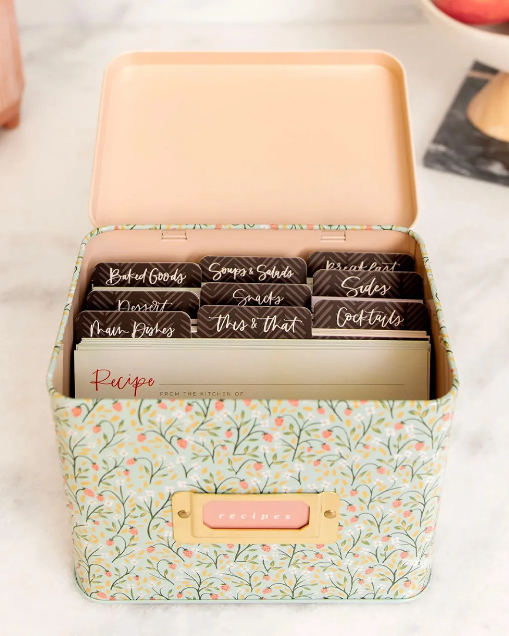 Strawberry Meadow Tin Recipe Box