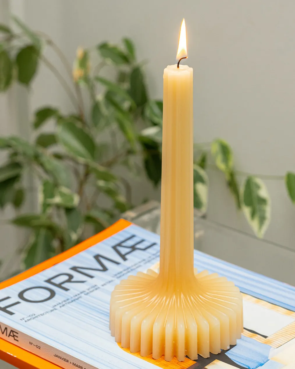 Tall Decorative Candle - Beige