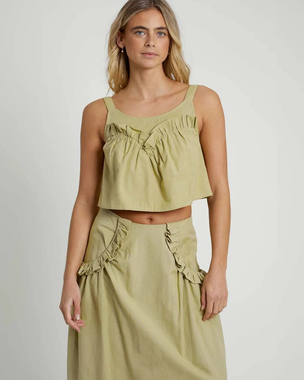 Verdi Linen Blend Ruffle Cami