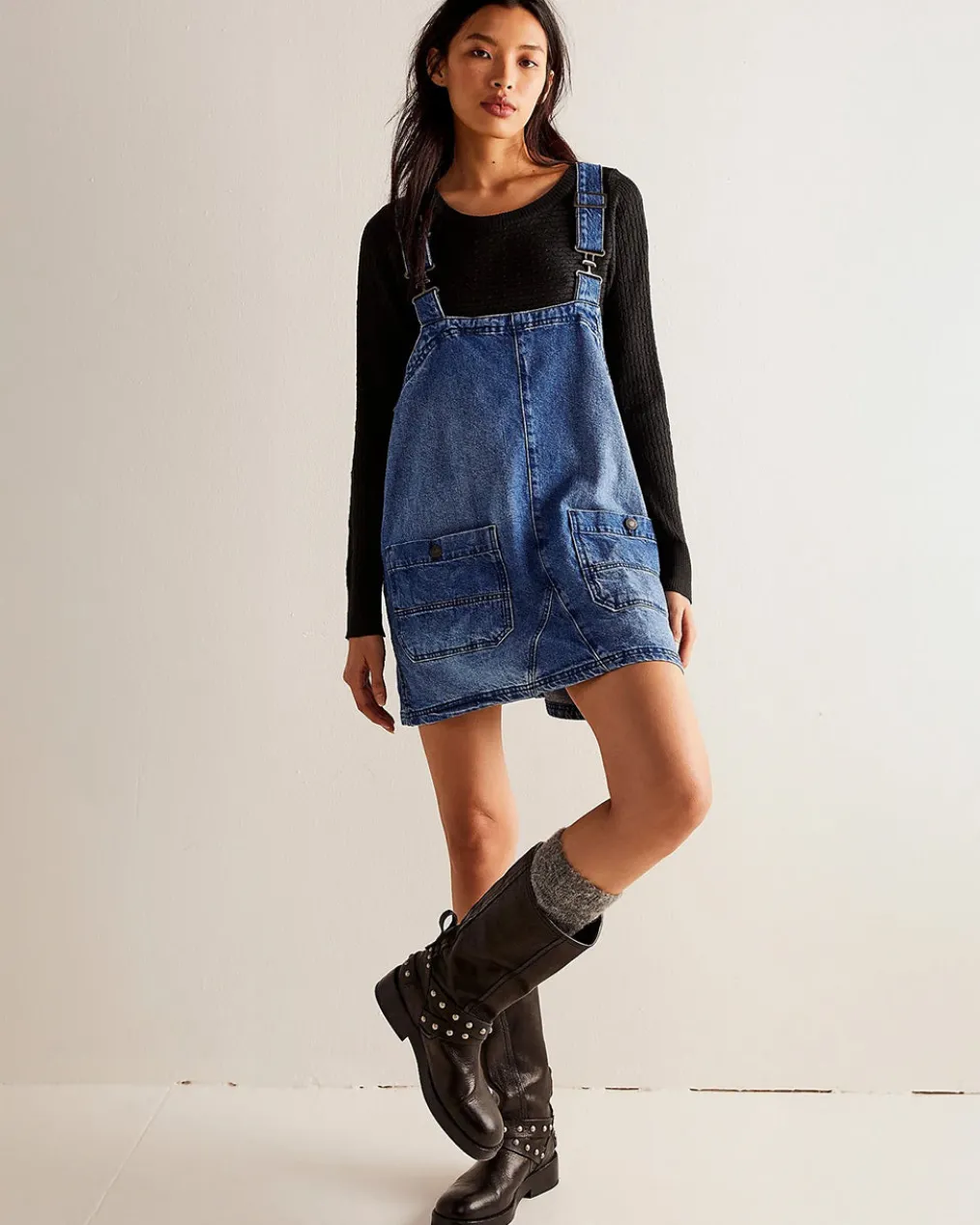 We The Free Overall Smock Mini Dress - Sapphire Wash
